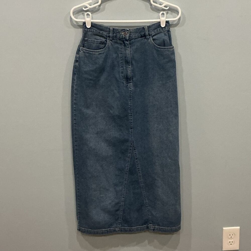 Vintage Womens Denim Maxi Skirt 6 Western Y2K Americana Country Cowgirl Modest